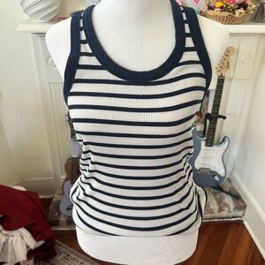 Navy and white striped tank top #stripes